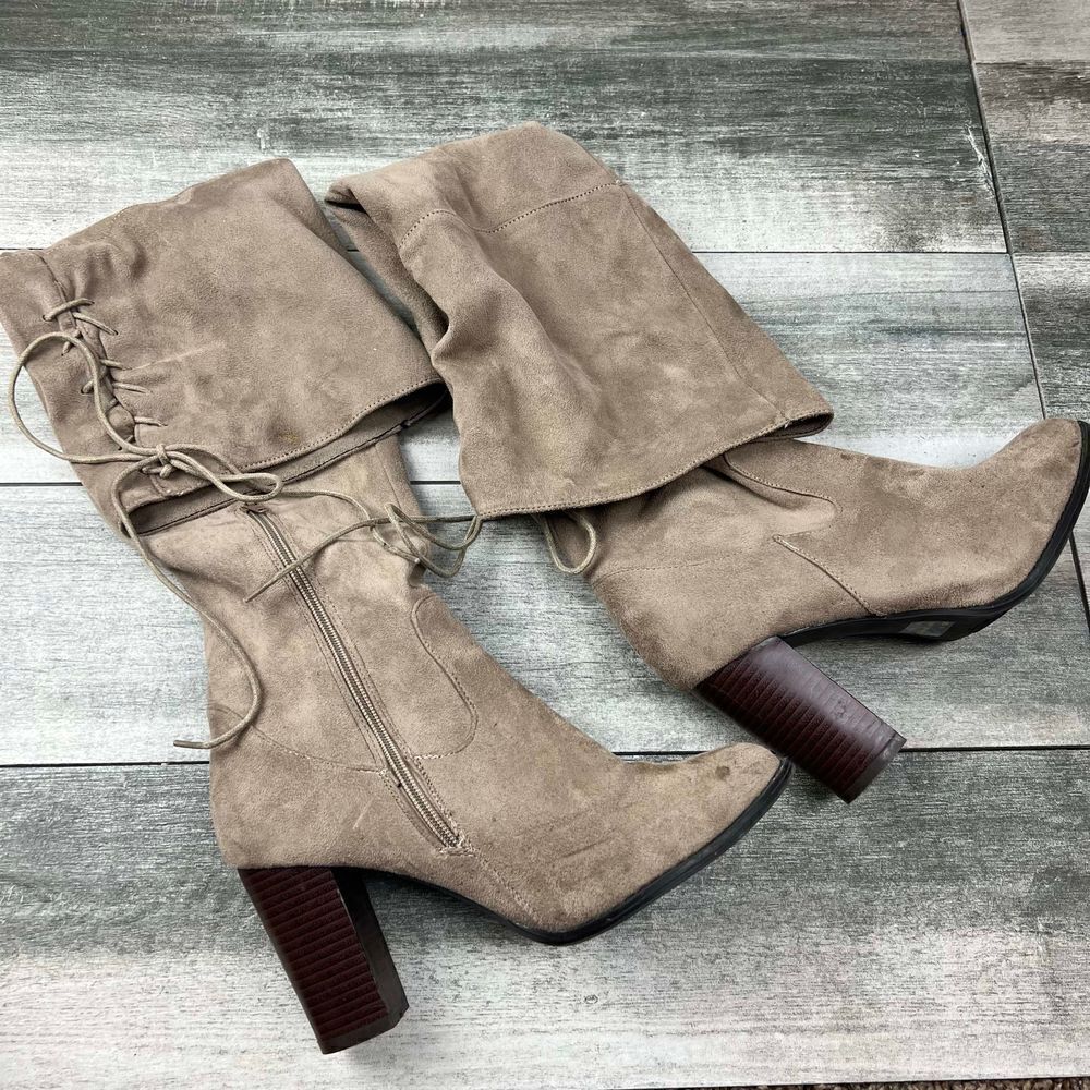 Qupid over the knee faux suede boots heels - Picture 3 of 10